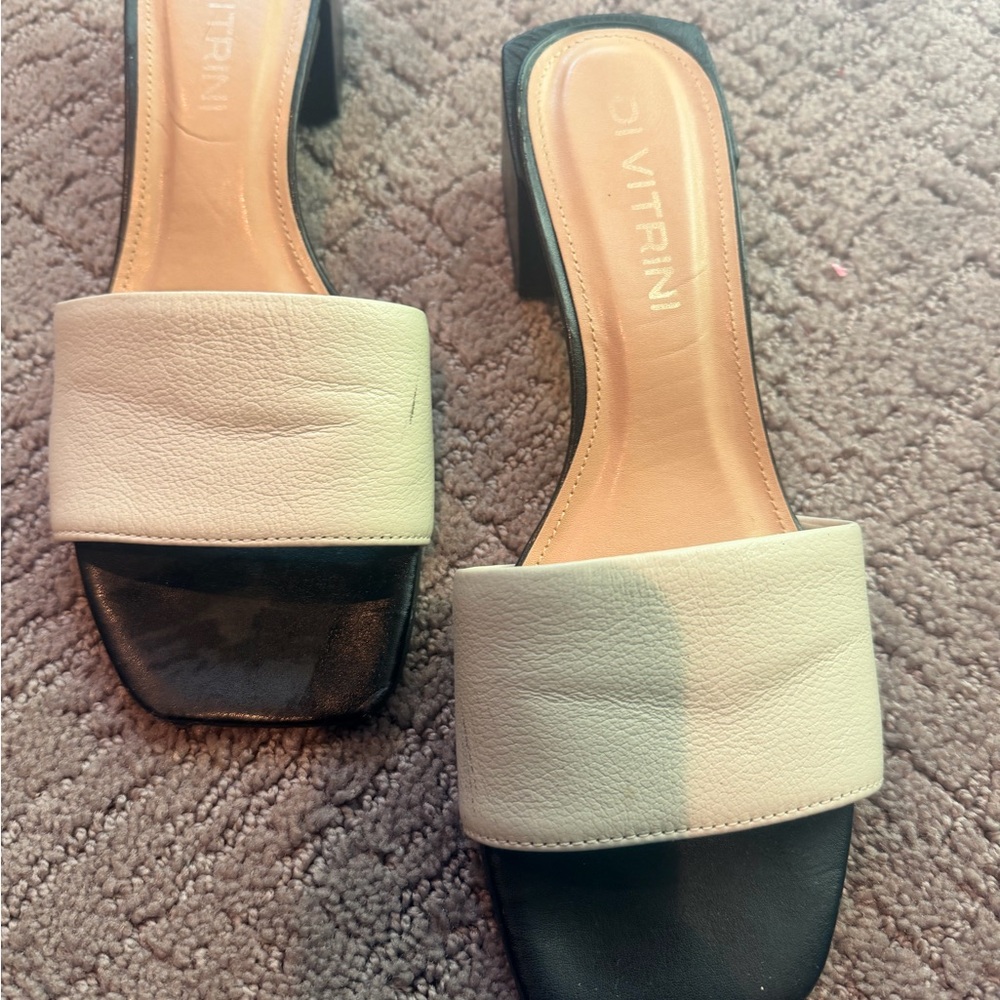 Di Vitrini White Leather Slide Sandals for Women